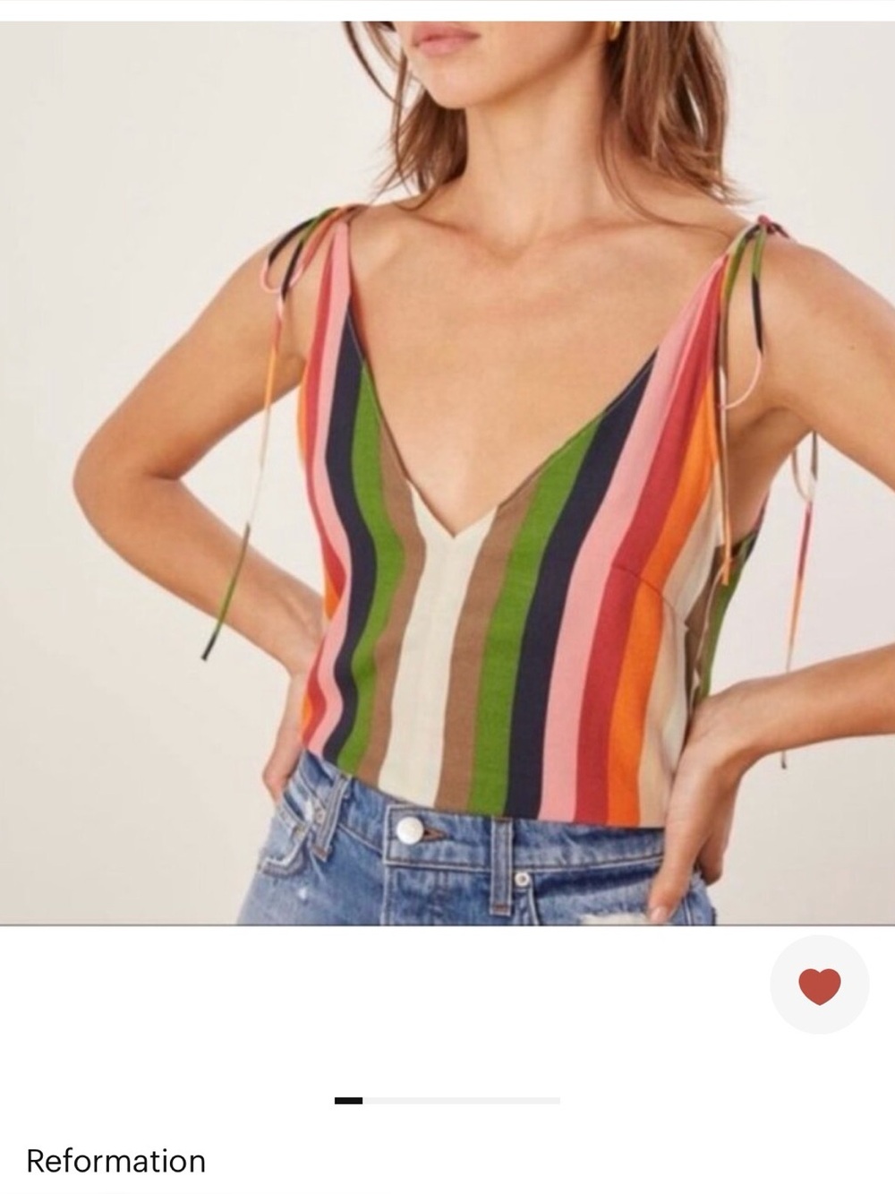 Reformation Harvie tank top in Rainbow Stripe M
